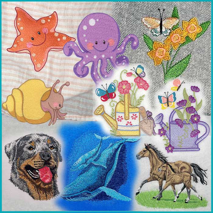 animals2_seafriends_wateringcans | Embroidery Legacy animals 2, sea friends, watering cans special bundle