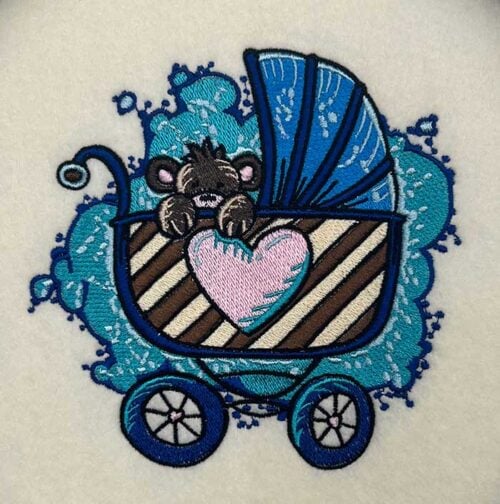 baby carriage embroidery design