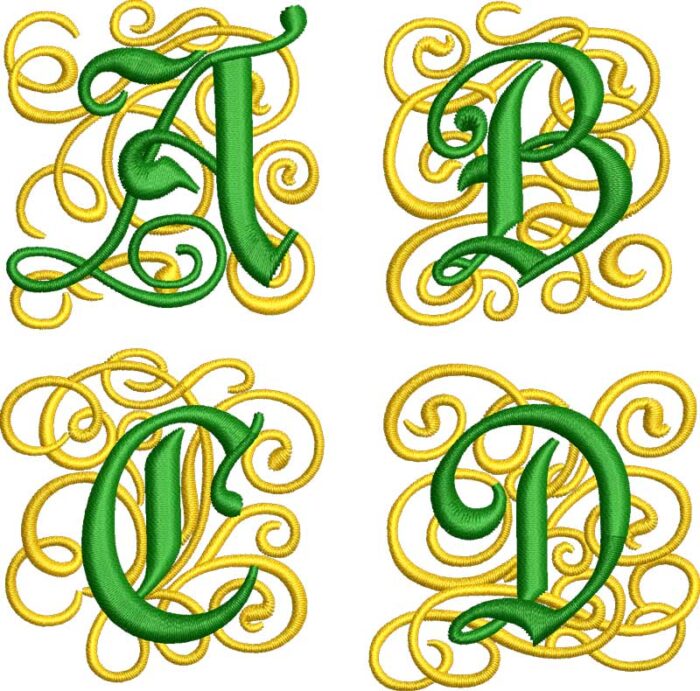 Royal Gothic 2 color 50mm ESA Embroidery Font