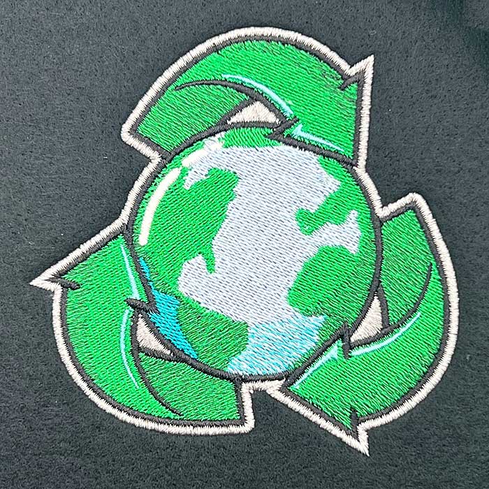 earth recycle embroidery design