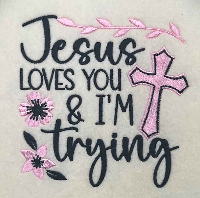 SD_FunnyChristian_JesusLovesYou | Embroidery Legacy Jesus loves you embroidery design