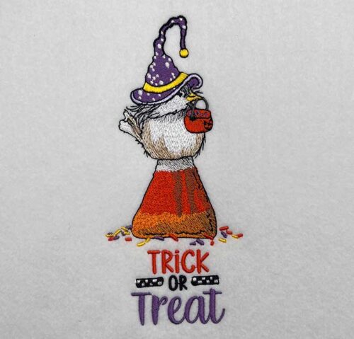 Candy corn chickadee embroidery design