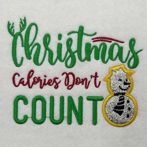 Christmas calories don't count embroidery design