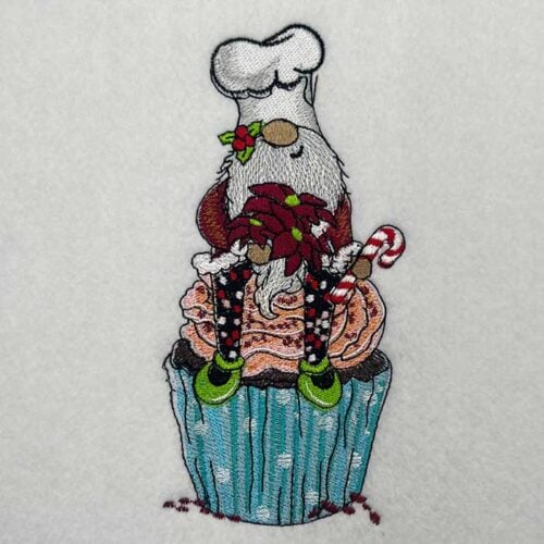 gnome cupcake embroidery design