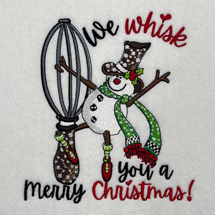 whisk snowman embroidery design