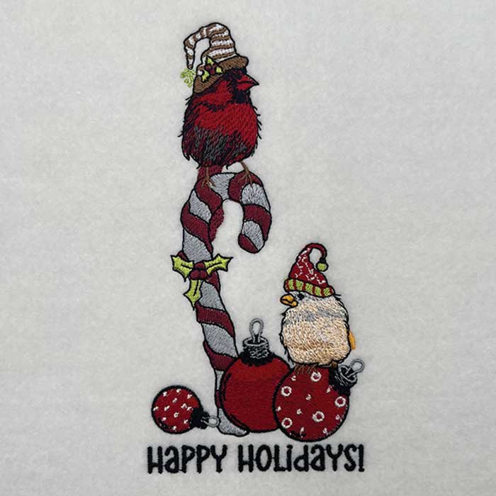CardinalsChickadee4 | Embroidery Legacy Happy Holiday bird embroidery design