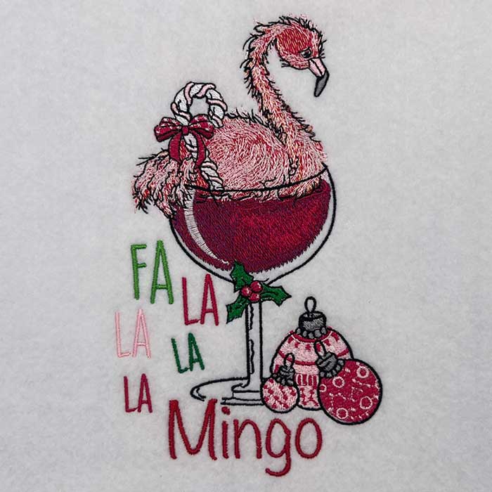 ChristmasCheer_FaLaMingo | Embroidery Legacy Christmas cheer flamingo embroidery design