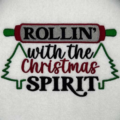 rollin christmas spirit embroidery design