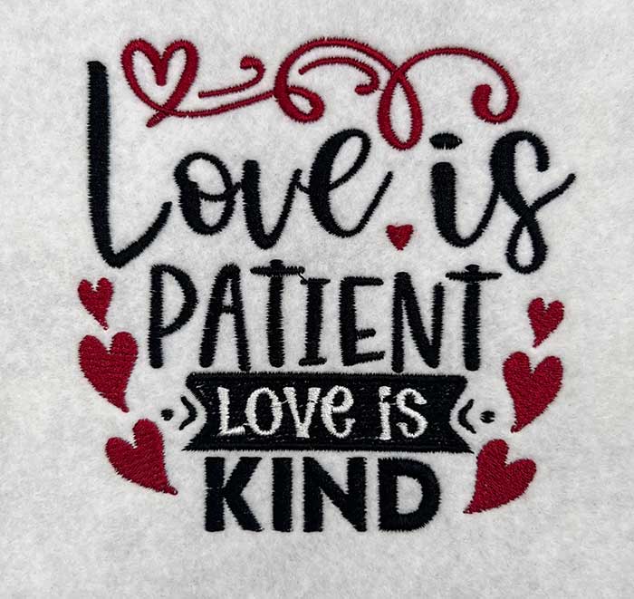24VB2_LovePatient | Embroidery Legacy love is patient embroidery design