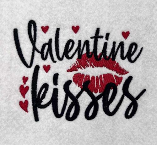 valentine kisses embroidery design