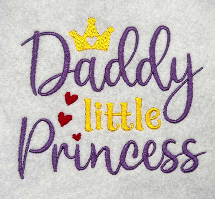 daddy princess embroidery design