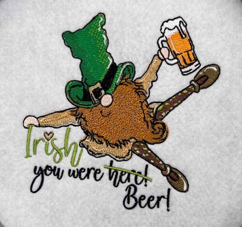 Embroidery Design: Irish You Were Beer – 4.89 x 5.00