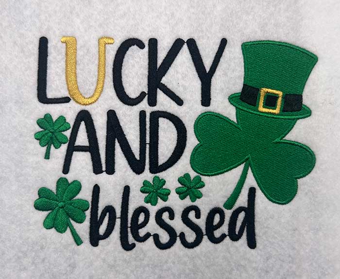 LuckyBlessed | Embroidery Legacy lucky and blessed embroidery design