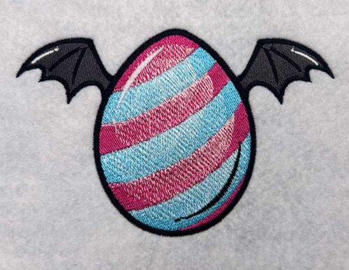 egg bat wings embroidery design