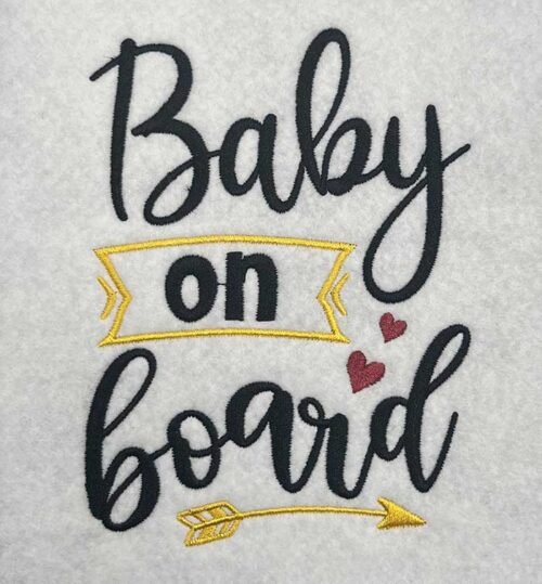 baby on board embroidery design