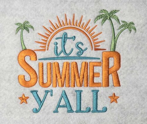 Embroidery Design: It’s Summer Y’All – 5.32w x 4.47h