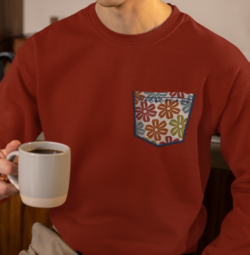 embroidery sweater pocket