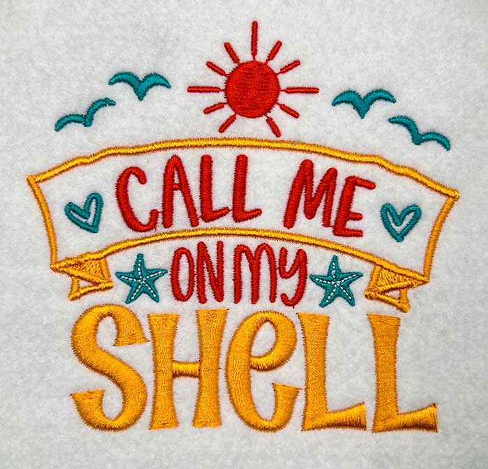 Call-me-on-my-Shell | Embroidery Legacy call me on my shell embroidery design