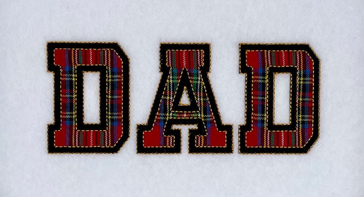 Dad applique embroidery design