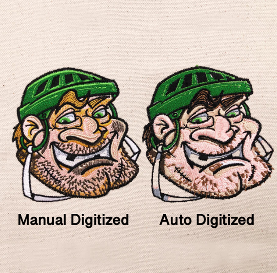Manual vs auto digitized designs