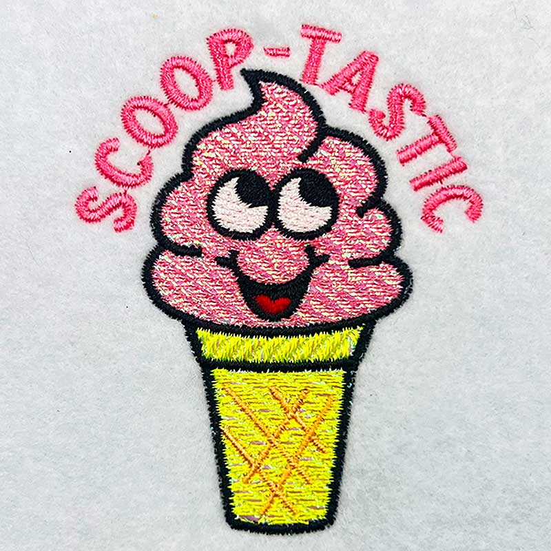 SDRF_Scooptastic_M | Embroidery Legacy scoop tastic mylar embroidery design
