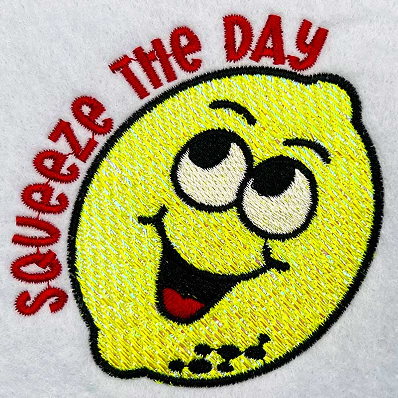 SDRF_SqueezeTheDay | Embroidery Legacy squeeze the day mylar embroidery design