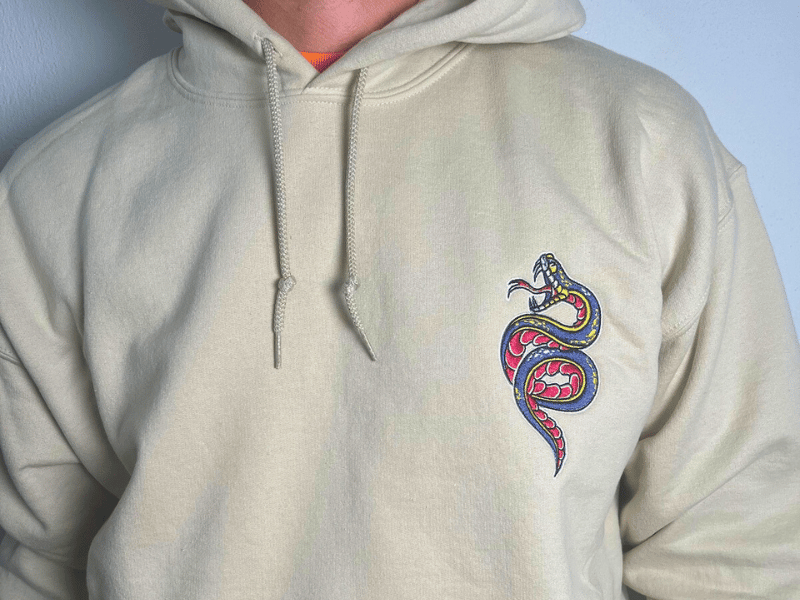 embroidering hoodie snake