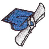 Graduation cap embroidery design