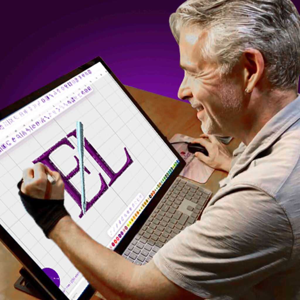 John Deer digitizing embroidery designs using EL embroidery software