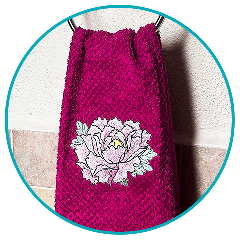 Intermediate flower on towel embroidery design
