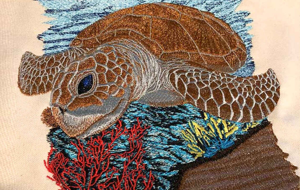 Premium sea turtle machine embroidery design