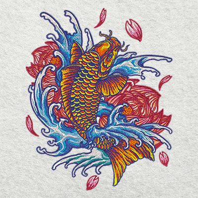 premium koi fish embroidery design