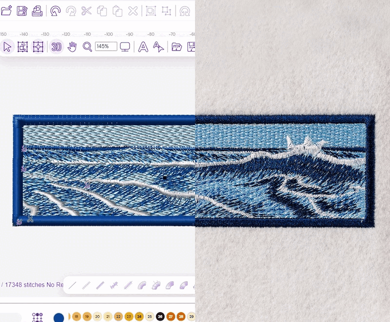 Wolf design on Design Doodler embroidery software