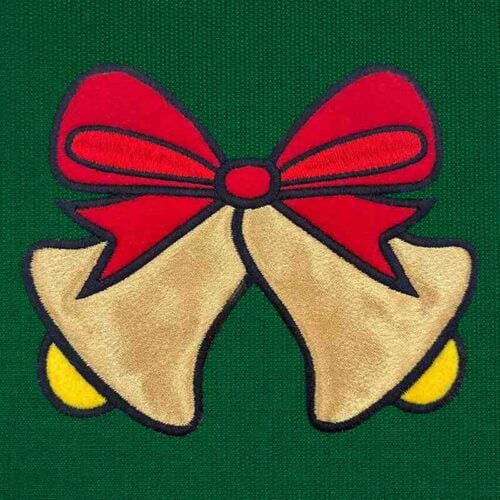 Bells bow applique embroidery design