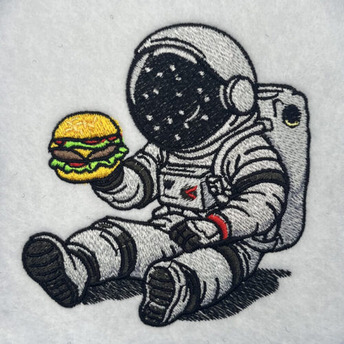 Astronaut burger embroidery design