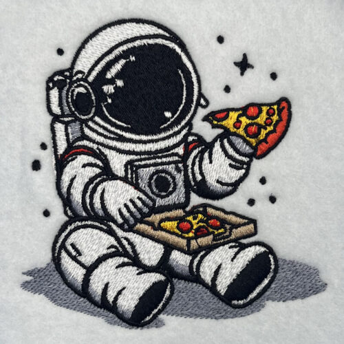 astronaut pizza embroidery design