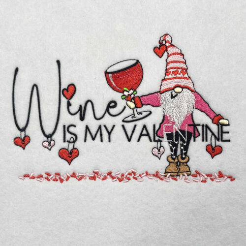 Wine Valentine embroidery design