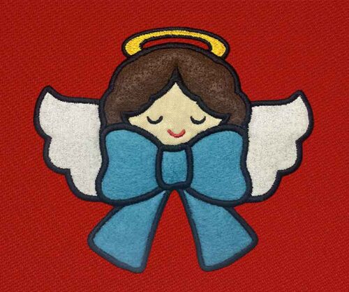Angel bow applique embroidery design