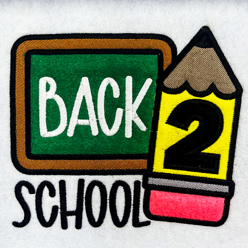 Back 2 School applique embroidery design