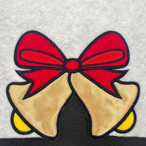 Bells applique bow embroidery design