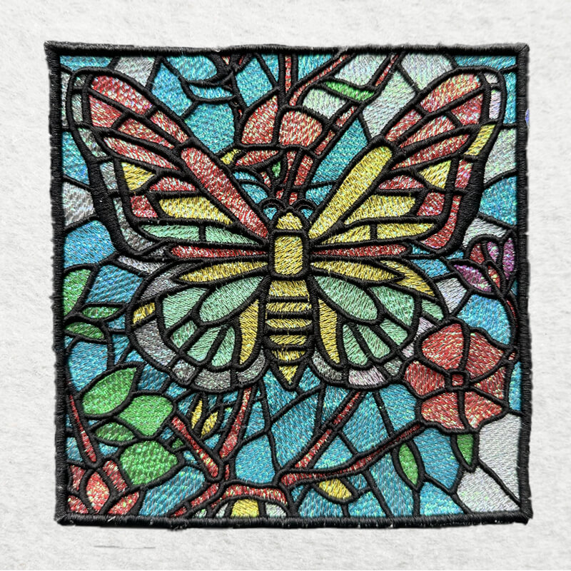 Mylar Stained Glass Butterfly 4 embroidery design