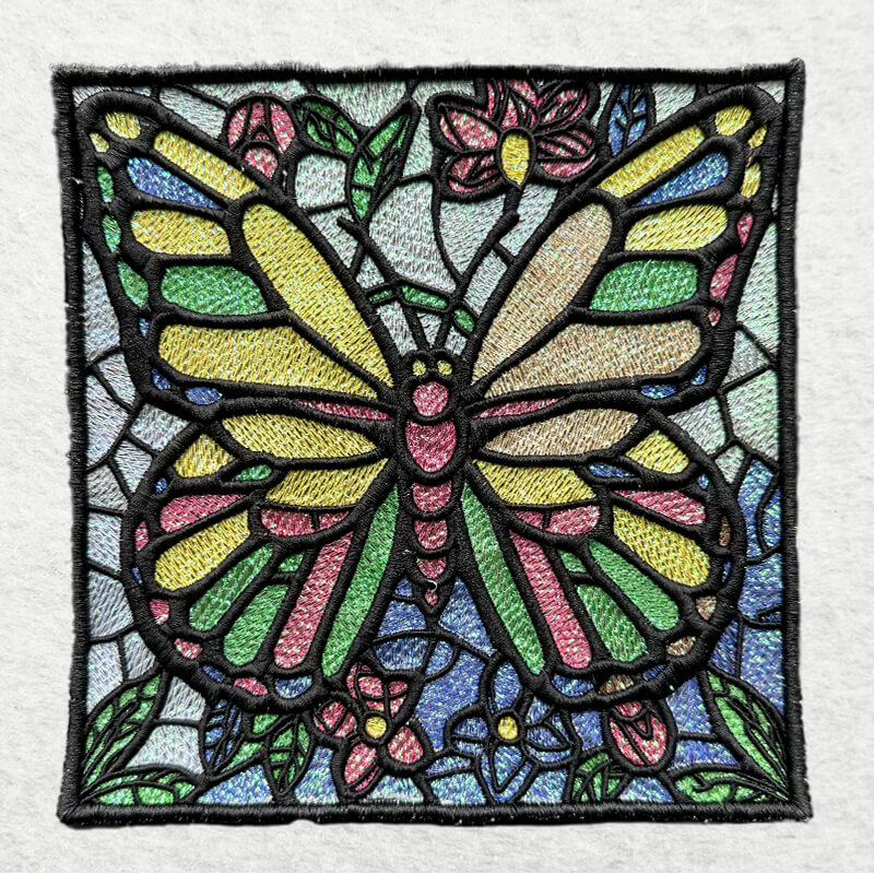 Mylar Stained Glass Butterfly 5 embroidery design