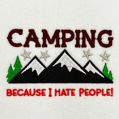 Camping embroidery design