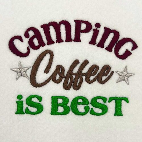 camping coffee embroidery design