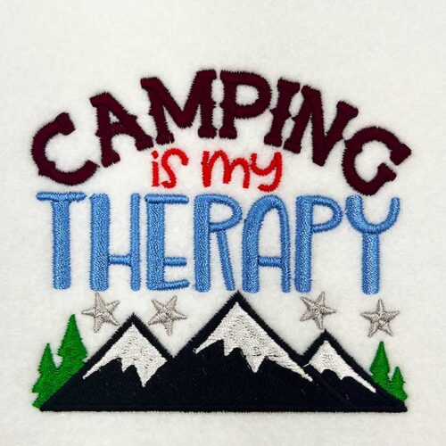camping therapy embroidery design