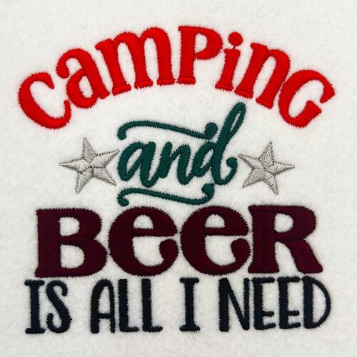 camping and beer embroidery design