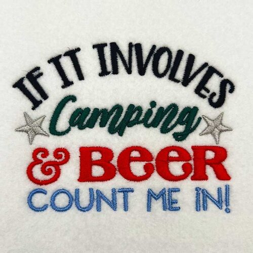 camping and beer embroidery design