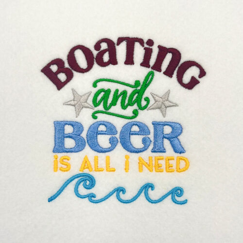 Boating and Beer embroidery design