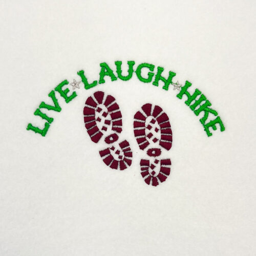 Live laugh Hike embroidery design