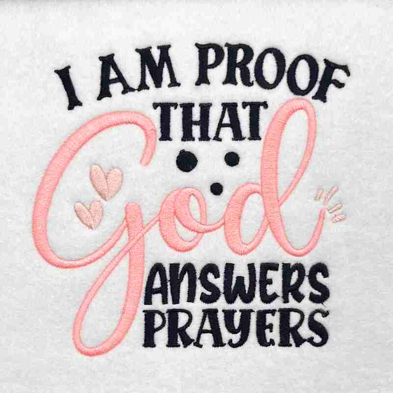 god answers prayers embroidery design